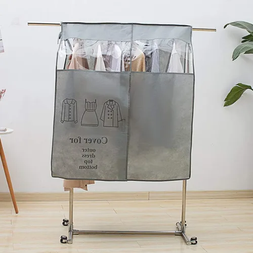 Miniatura 7 de Bolsas de ropa para colgar ropa, 43. 7 bolsas transparentes para colgar ropa para armario, cubierta inferior cerrada para perchero, protector