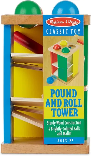 Miniatura 3 de Melissa & Doug Deluxe Golpear y rodar Juguete torre de madera con martillo.