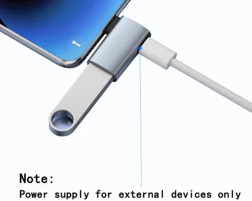 Miniatura 3 de Adaptador OTG micro USB 2 en 1 alimentado de 90 grados en ángulo recto con puerto de carga de alimentación micro USB, paquete de 2