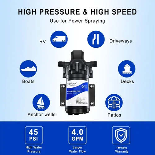 Miniatura 2 de Bomba de presión de agua de 12 V RV – autocebante, 50 psi, bomba bajo demanda de 4 gpm para cocina, baño, jardín, marina y barcos