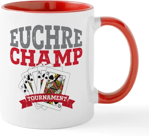 Miniatura 89 de CafePress Euchre Champ Mugs Taza de café de cerámica de 11 oz (11.0 fl oz)