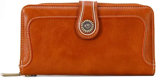 Miniatura 2 de Earnda Billetera para mujer tarjetero de cuero de gran capacidad para tarjetas de crédito RFID Marrón_008 Casual