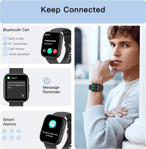Miniatura 2 de Relojes inteligentes para hombres y mujeres, contestar/hacer llamadas, reloj de fitness de 1.85 pulgadas con más de 120 modos deportivos, frecuencia