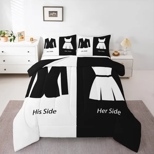 Miniatura 20 de Erosebridal Juego de edredón para parejas, juego de ropa de cama tamaño individual con lentejuelas doradas con purpurina dorada, edredón acolchado