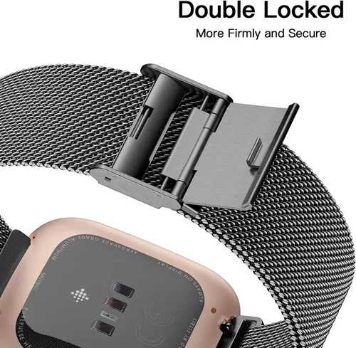 Miniatura 3 de Maledan Correa de metal compatible con Fitbit Versa 2 correas para hombres y mujeres, accesorios de repuesto de malla de acero inoxidable ajustable