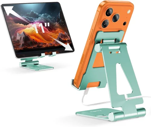 Miniatura 12 de Aoviho Soporte de teléfono celular para escritorio, soporte ajustable para teléfono de escritorio, base plegable para teléfono móvil para iPhone 17