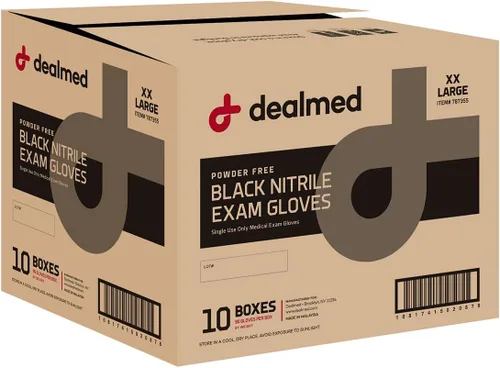 Miniatura 8 de Dealmed Black Nitrile Exam Gloves – Disposable Multi-Purpose Use Medical Gloves Use for First Aid and Medical Facilities