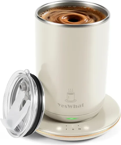 Taza de café con agitación automática y control de temperatura, tipo-C, taza de mezcla magnética, 3 niveles de calor, apagado de 8 horas, taza