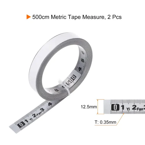 Miniatura 2 de HARFINGTON 2 cintas métricas autoadhesivas de 196.9 in, de acero inoxidable, impermeable, resistente al desgaste, de izquierda a derecha, regla