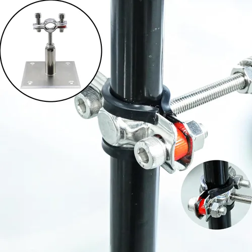 Miniatura 5 de 2 soportes de tubería de 1.969-3.937 in de altura ajustable, abrazaderas de diámetro exterior de 0.591-0.748 in de acero inoxidable 304 para montaje