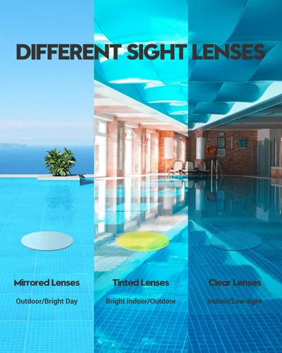 Miniatura 7 de Gafas de natación: paquete de 2 gafas de natación antivaho, sin fugas, protección UV, para adultos, hombres, mujeres, jóvenes Azul & blanco