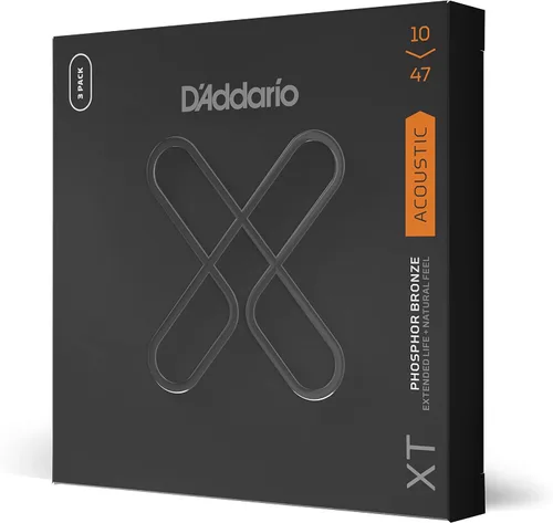 Miniatura 10 de D'Addario Cuerdas para guitarra acústica, XT con revestimiento de bronce fosforoso, XTAPB1047, calibre extra ligero 10-47, juego de 6 cuerdas