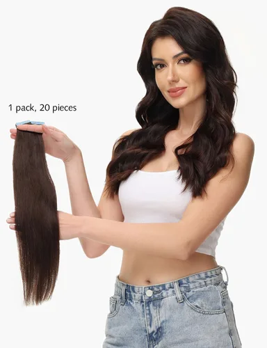 Miniatura 5 de Rosebud - Extensiones de cabello humano con cinta adhesiva REMY, extensiones de cabello seguras de trama de piel sin costuras, 1.41 oz/paquete, 20