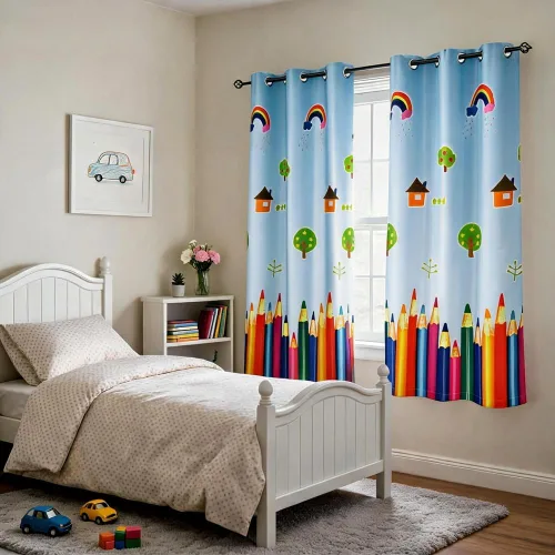 Miniatura 4 de MYRU 1 par de cortinas de comedor, cortinas de oscurecimiento de habitación de niños, decoración de habitación para dormitorio de niños, lápiz