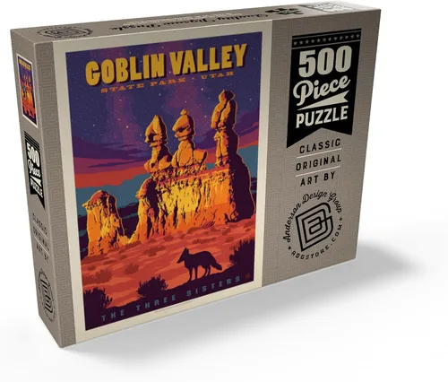 Miniatura 2 de MyPuzzle Goblin Valley State Park, Utah, Póster Vintage, rompecabezas prémium de 500 piezas para adultos