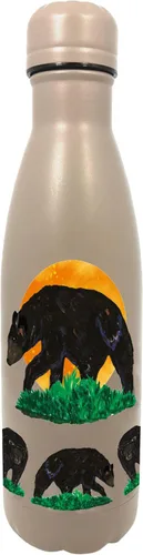 NatureVac - Black Bear de Deluxebase. Botella de agua de acero inoxidable con aislamiento térmico de 17 onzas. Frasco de vacío reutilizable y a