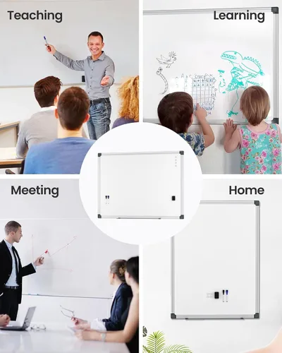 Miniatura 7 de Pizarra blanca magnética para colgar de 18 x 12 pulgadas para pared, pequeña pizarra de borrado en seco para niños, cocina, oficina, incluye 1