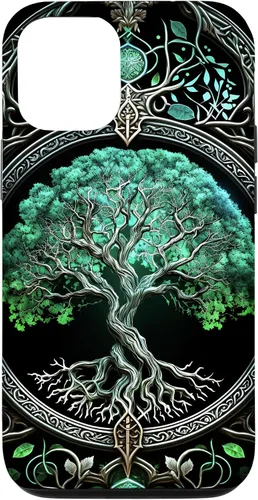 Miniatura 27 de Funda para iPhone 11 Pro Max Tree Of Life Yoga espiritual celta vikinga, verde y negro