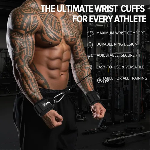 Miniatura 3 de Wrist Cuffs for Cables Gym, Lifting Cuffs Wrist Straps for Cable Machines Strength Training Equipment Negro