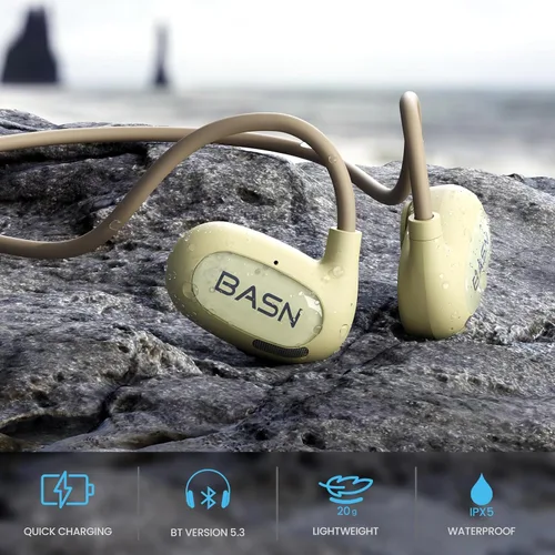 Miniatura 4 de BASN AirS1 - Auriculares de oreja abierta, Bluetooth 5.3 conducción de aire, auriculares deportivos ENC con sonido premium y llamadas claras, IPX5