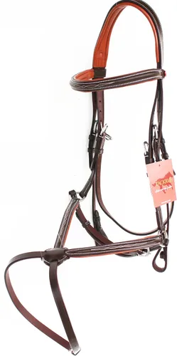 Miniatura 5 de CHALLENGER Horse English Padded Leather Jumping Adjustable Figure 8 Bridle Full 803447