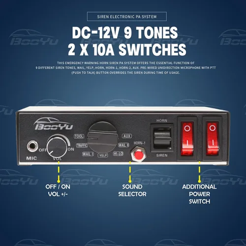 Miniatura 4 de Cuerno de sirena de policía 12V para vehículos, sistema PA de sirenas de emergencia para camión de ambulancia de bomberos, altavoz rectangular 9
