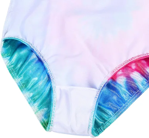 Miniatura 5 de TFJH E Leotardos para gimnasia y niñas ropa de práctica con pantalones cortos de coletero