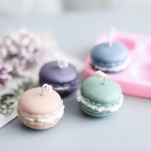 Miniatura 6 de MoldFun Molde de silicona para hamburguesa de macaron 3D de 6 cavidades para fondant, decoración de pasteles/cupcakes, hornear, pasta de goma