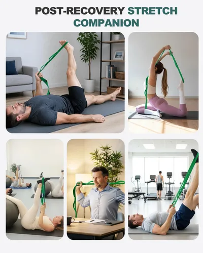 Miniatura 8 de Trideer Stretching Strap with Loops & Leg Lifter, Non-Elastic PT-Style Physical Therapy Strap for Knee Replacement Rehab, Hamstring, Calf & Back
