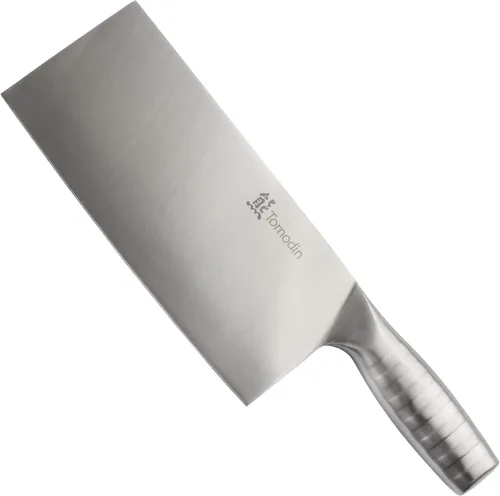 BambooMN Cuchilla china - 8.5" hoja lisa mango plateado - 1 cuchillo Cuchilla lisa mango plateado