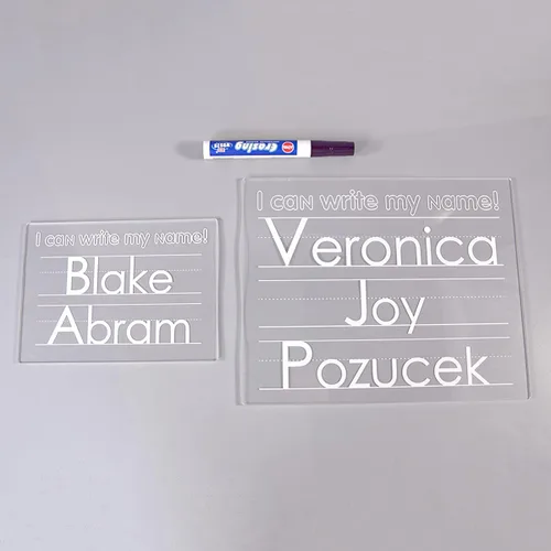 Miniatura 6 de Rastreo de nombres de acrílico – Pizarra de borrado en seco reutilizable con nombre personalizado – Suministros de aprendizaje preescolar para 5x7