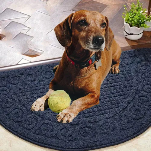 Miniatura 6 de Tapete para puerta interior de 18 x 30 pulgadas, semicircular, antideslizante, lavable a máquina, para puerta delantera y trasera, medio círculo