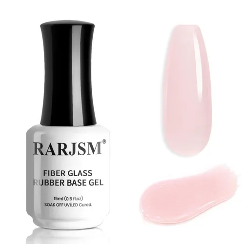 Miniatura 27 de RARJSM Esmalte de uñas de gel con base de goma de fibra de vidrio rosa y flor de cerezo desnudo, para reparar uñas rotas, fortalecedor, capa base