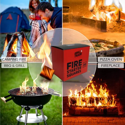 Miniatura 3 de Grill Trade Arrancadores de fuego para estufa de leña, chimenea, fogatas, parrilla, hoguera, barbacoa, 288 piezas cuadrados de inicio