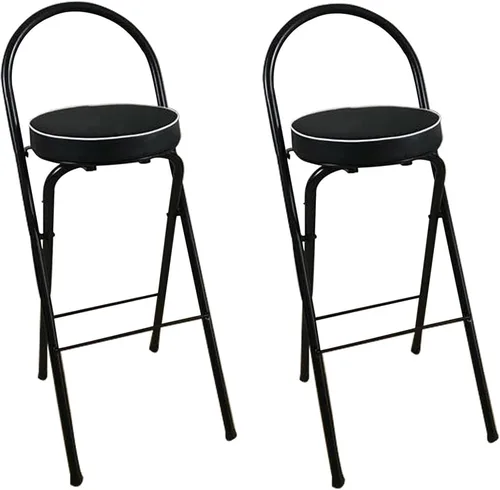 Taburete plegable para desayuno, silla alta con asiento acolchado, taburete redondo portátil con respaldo, taburete plegable para adultos al aire