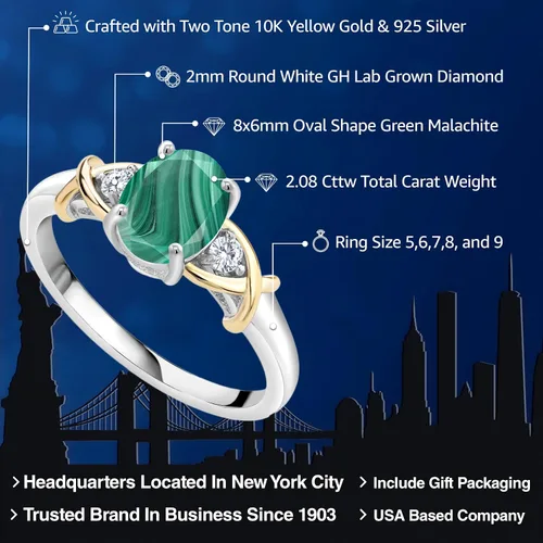 Miniatura 48 de Anillo de compromiso de oro amarillo de 10 quilates y plata 925 con piedra natal y diamantes cultivados en laboratorio para mujer, ovalado de 0.315