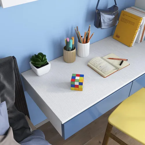 Miniatura 5 de FunStick - Papel pintado de lino con textura de pasto crema blanco, autoadhesivo, extraíble, de 12"x200", para paredes, armarios, cómodas, muebles