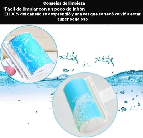 Miniatura 3 de Paquete de 3 rodillos pegajosos para pelusas reutilizables, lavables, removedor de pelusas para mascotas, incluye limpiador de tamaño grande