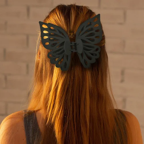 Miniatura 5 de Garras de mariposa para el cabello para mujer: pasadores huecos mate grandes para cabello grueso, sujeción fuerte, abrazaderas antideslizantes con 2