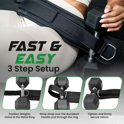 Miniatura 5 de Heavy Duty Hip Thrust Belt for Dumbells, Kettlebells, and Plates - Glute Workout at Home, Gym, and Travel - Dip and Pullup Belt (Chain Included)