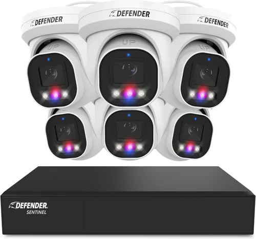 Miniatura 10 de Defender Sistema de cámara de seguridad Sentinel Pro Turret 8CH NVR PoE, 4 cámaras de torreta de metal, gran angular de 109°, clasificación IP66