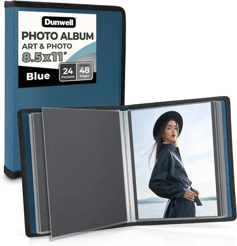 Miniatura 13 de Dunwell Art Portfolio - Carpeta de 9 x 12 pulgadas (azul), papel de montaje negro, carpeta de portafolio para obras de arte, carpeta de arte de 9 x