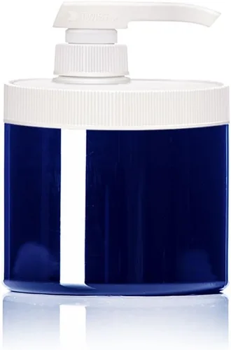Royal Massage Tarro de bomba de aceite de masaje/loción/crema vacío transparente de 16 oz con tapa de giro de bloqueo - azul