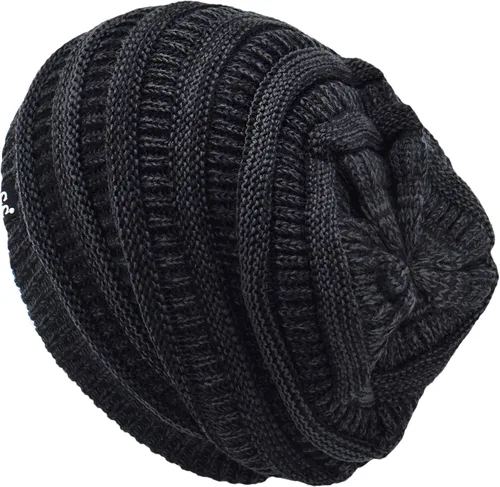 Miniatura 21 de C.C Winter Oversized Beanie Hat with Fuzzy Lining – Thick Knit Thermal Beanie for Cold Weather, Soft Warm Fleece Lined Cap
