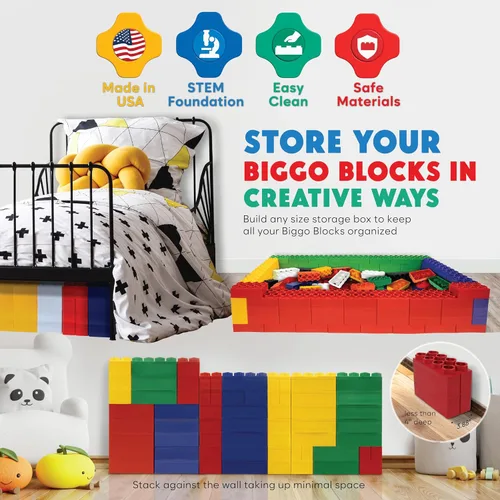 Miniatura 9 de BiggoBlocks Bloques de construcción grandes para niños de 3 a 8 años – Juego Mega de 288 piezas – Juguete STEM para interiores y exteriores