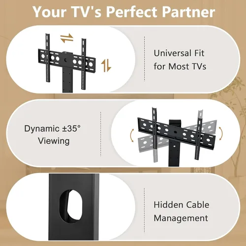 Miniatura 6 de VECELO Soporte de TV con soporte y tomas de corriente, centro de entretenimiento para televisores de 55/60/65/70/75 pulgadas, consola multimedia