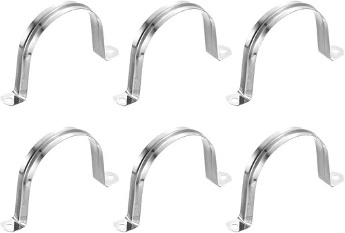 Miniatura 36 de uxcell 6 correas rígidas de tubo, 4.331 in (4.33 pulgadas) 201 de acero inoxidable 201 con 2 agujeros en forma de U, abrazaderas de tubo para fijar