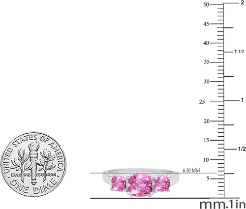 Miniatura 12 de Dazzlingrock Collection Anillo de boda de 3 piedras preciosas creadas en el centro de cojín de 0.04 quilates y diamante blanco natural redondo
