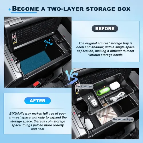 Miniatura 3 de BIXUAN Organizador de consola central RAV 4 2026 2026 para Toyota RAV 4 2026 2026, inserto y reposabrazos, alfombrilla inferior, caja