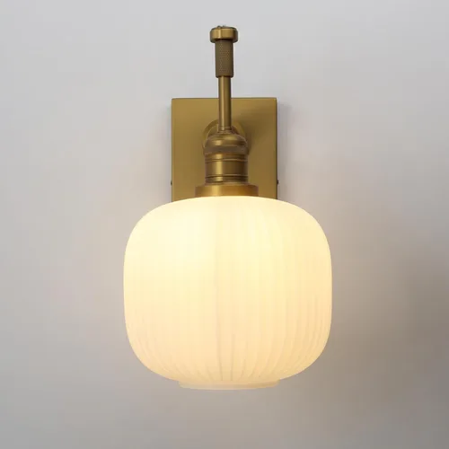 Miniatura 7 de Pathson Milk White Glass Wall Sconce with Switch, Hardwired Wall Vanity Light, Mid-Century Vintage Wall Lamp Fixture or Living Room Farmhouse Brass